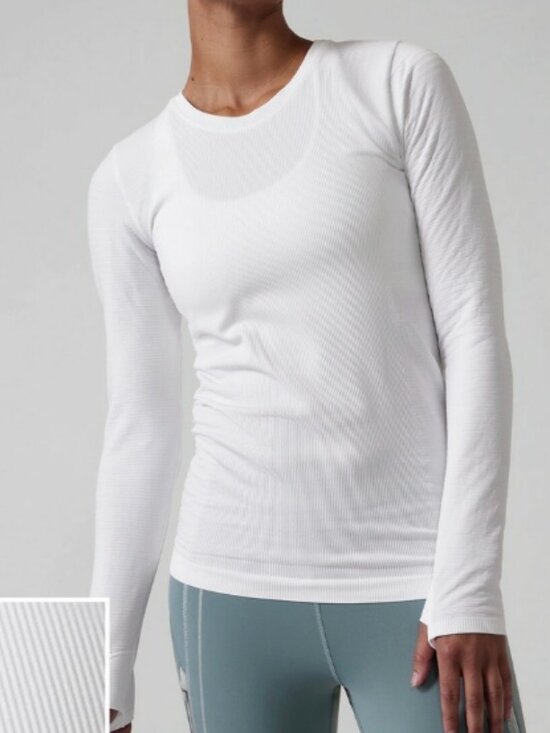 Tops - Athleta Flurry Blizzard Rib Long Sleeve Shirt White/Cream Size XL NWOT